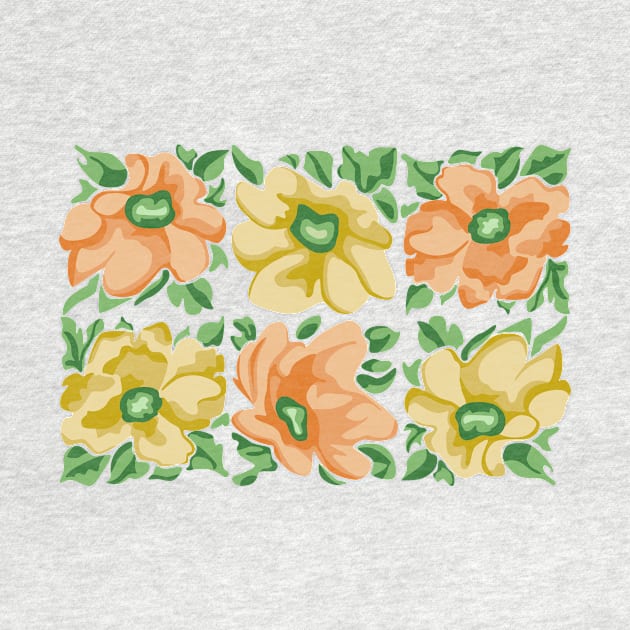 Anemone Flowers - Mustard and Peach by Alexandrea 